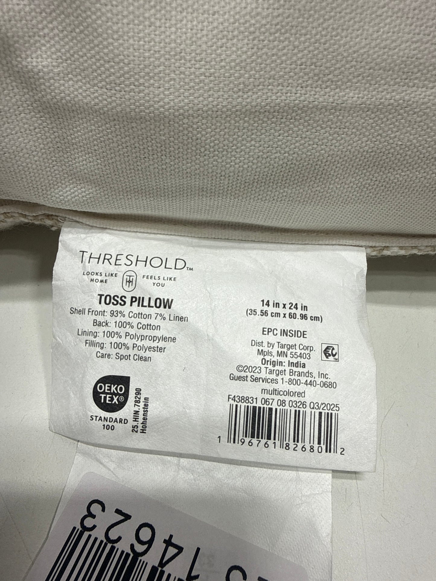 Oversized Textured Woven Cotton Striped Lumbar Throw Pillow Ivory/Dark Olive - Threshold