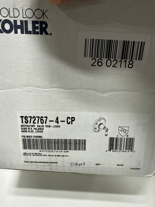 Kohler TS72767-4-CP Artifacts Valve Trim with Lever Handle, Polished Chrome