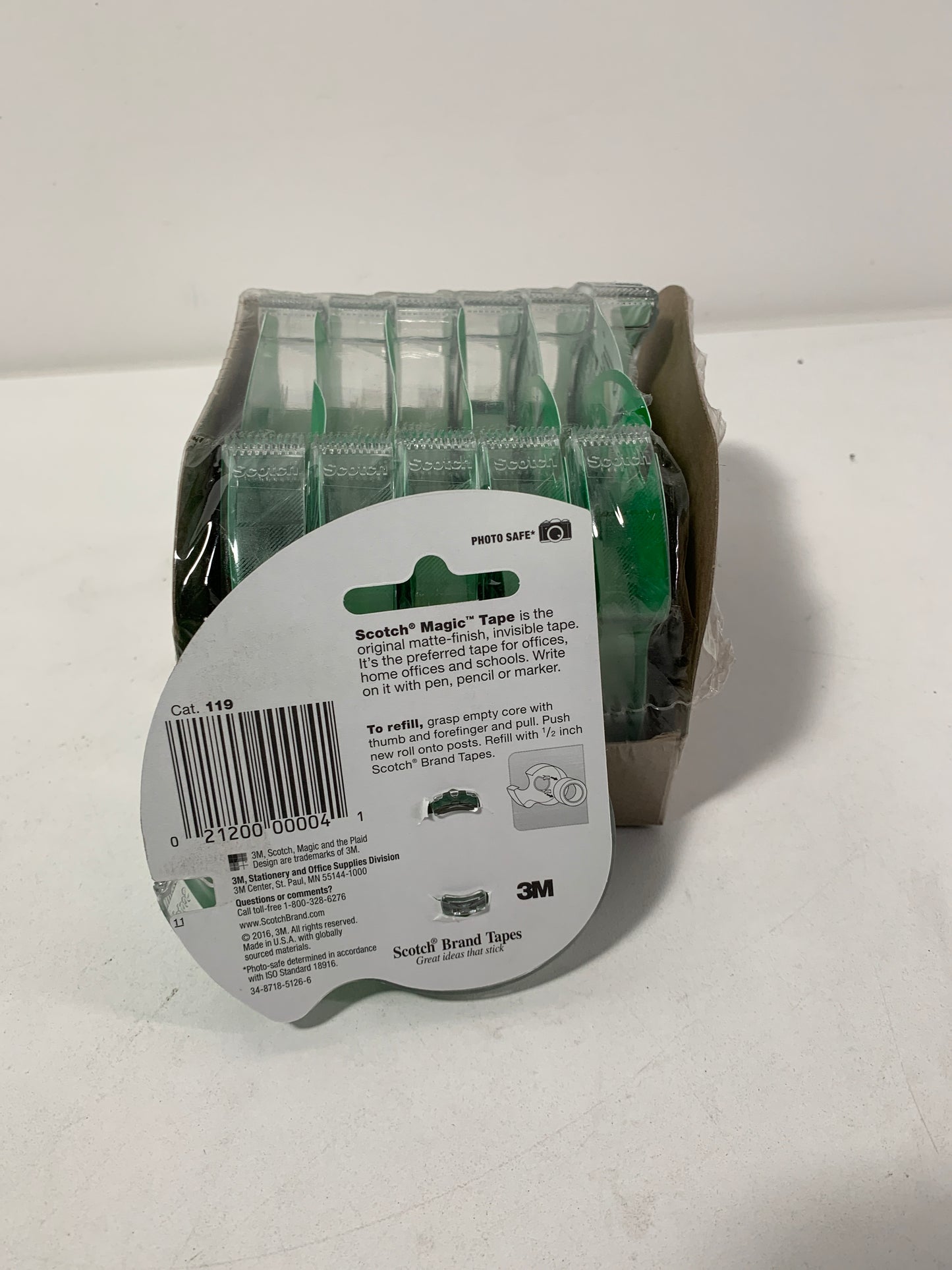 12 - Scotch 119 Magic Office Tape W/Refillable Dispenser 1/2’ X 800’ Clear - *Computers & Office
