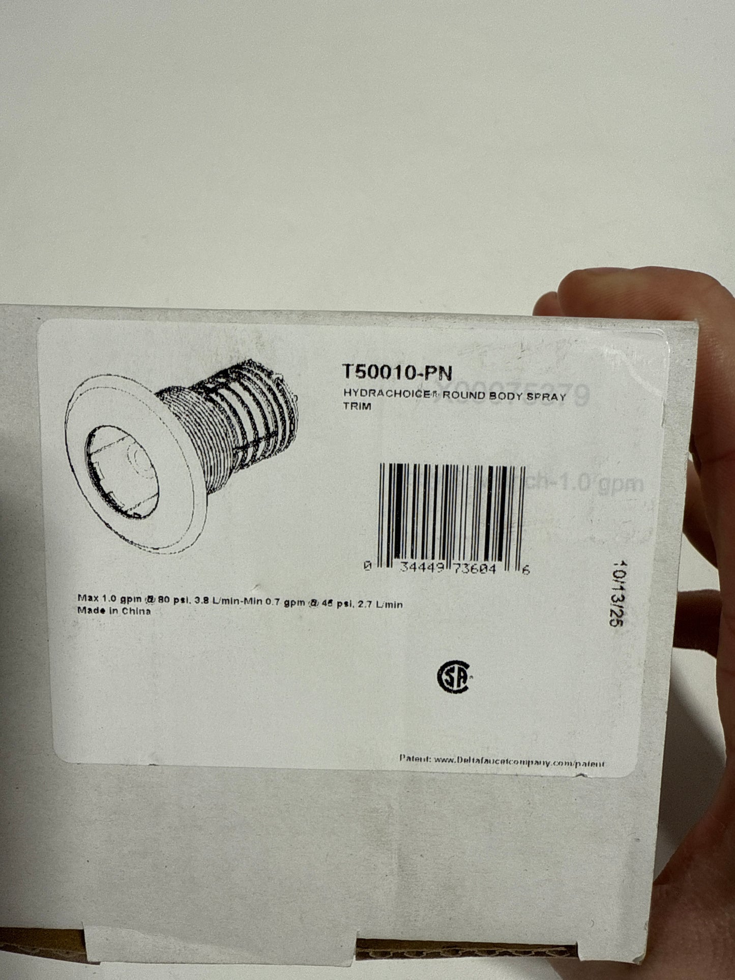 Delta T50010 Round Body Spray Trim Only for Delta HydraChoice - Less Body Spray and Rough in Polished Nickel