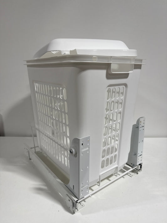 Rev-a-Shelf HPRV-1520 S Value Line 14-1/4"W Polymer Pull Out Sliding Laundry Basket Clothes Hamper White Storage