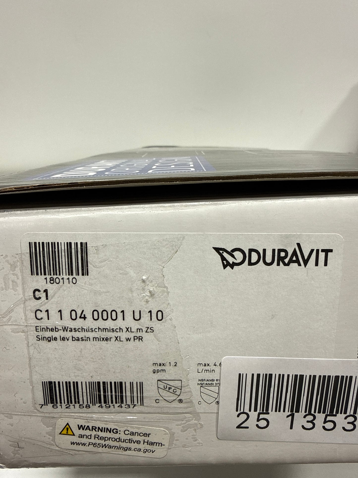 Duravit C11040001U10 C.1 1 GPM Single Hole Bathroom Faucet with Pop-Up Drain Assembly - Chrome