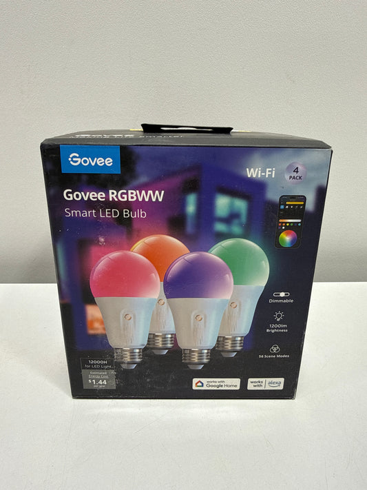 Govee A19 Wi-Fi 1200LM RGBWW LED Smart Light Bulb Wi-Fi & Bluetooth Light Bulbs Dimmable Color Changing 85W Equivalent Bulbs 4 Packs