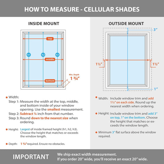 DEZ FURNISHINGS Cordless 1.5" Blackout Cellular Shade, 36.5"W x 48"H, White