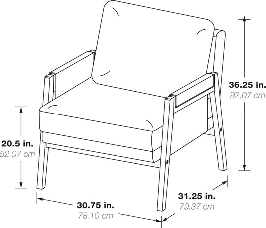 OSP Home Furnishings Amari Relaxed Modern Accent Chair, Navy Fabric with Antique White Wood Frame