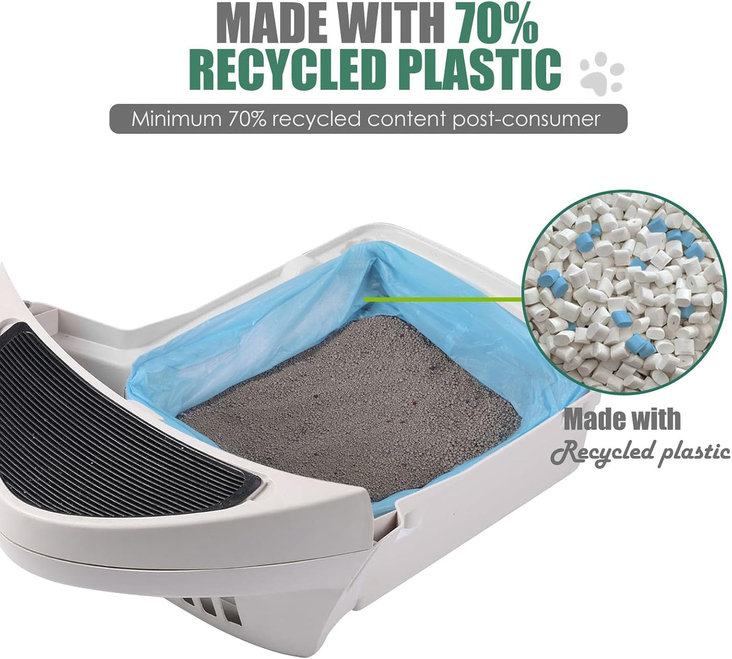 Cat Litter Box Liners for Self Cleaning LitterBox, Zeuste 60 Pack Pre-separated Drawstring Waste Bags, 9-11 Gallon Replacement Cat Wast Bags