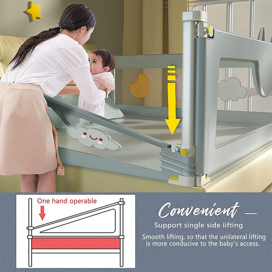 Single EAQ Bed Rail for Toddlers, Infants for Twin, Full Size, Queen &King Mattress (78", Dog)