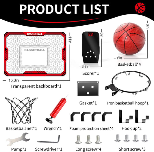 Indoor Basketball Hoop with 4 Balls & 3 Modes Scoreboard
