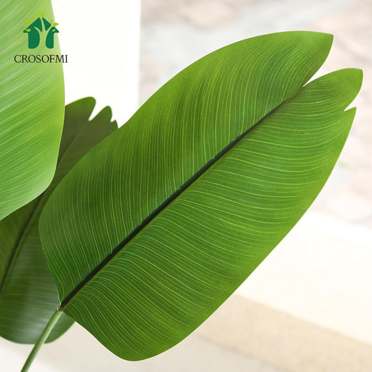 CROSOFMI Artificial Bird of Paradise Plant 6 Feet Fake Tropical Palm Tree with 13 Leaves,Perfect Faux Plants in Pot for Indoor Outdoor House Home Office Modern Decoration Housewarming Gift,2Pack