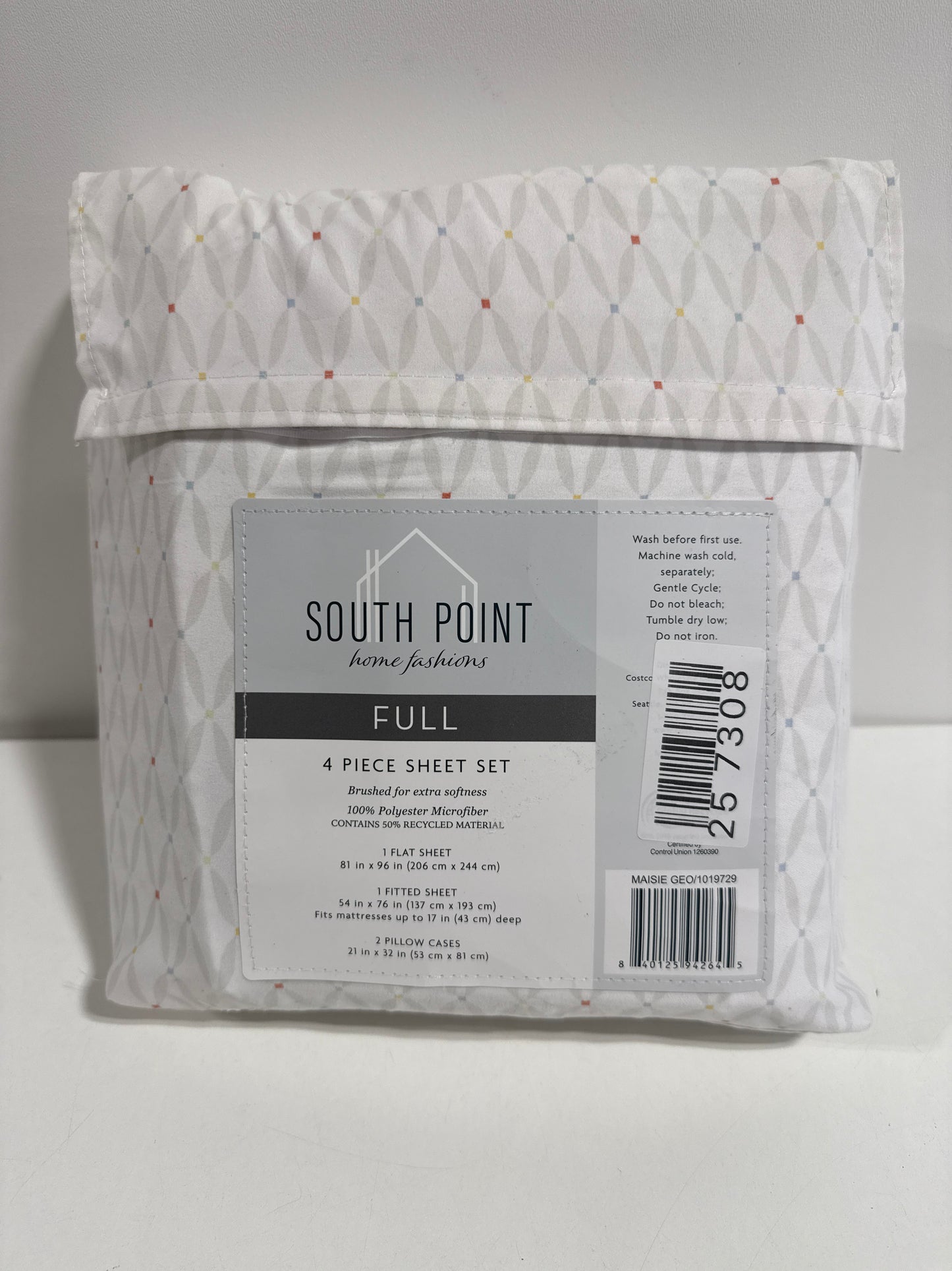 4-Piece Printed Sheet Set - 17" Extra Deep | Cool, Crisp, Breathable Bed Sheets - Brushed for Softness (Maise Geo, Full)