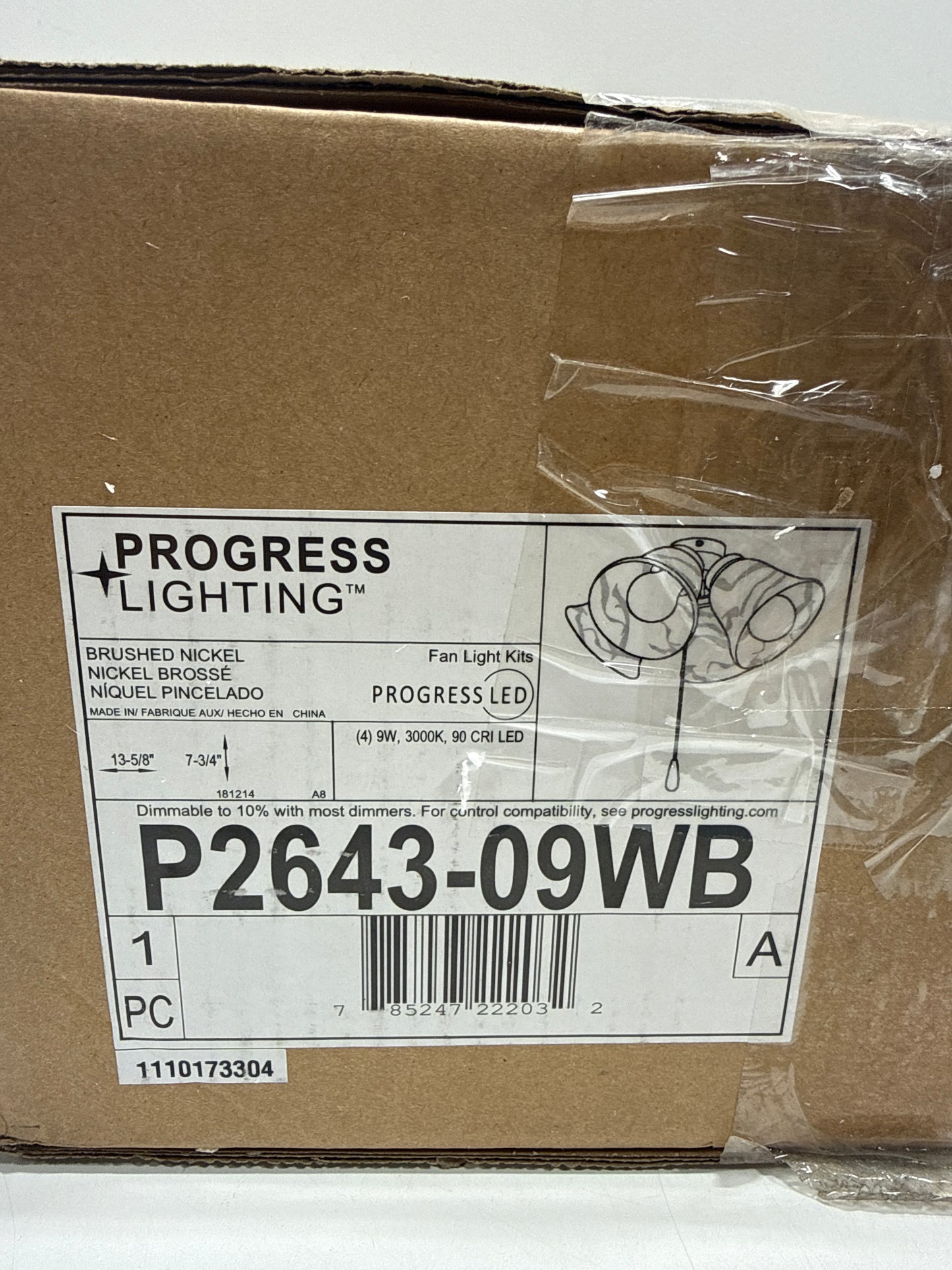 Progress Lighting 4-Light Universal Ceiling Fan Light Kit for AirPro Collection Ceiling Fans New Traditional and Rustic