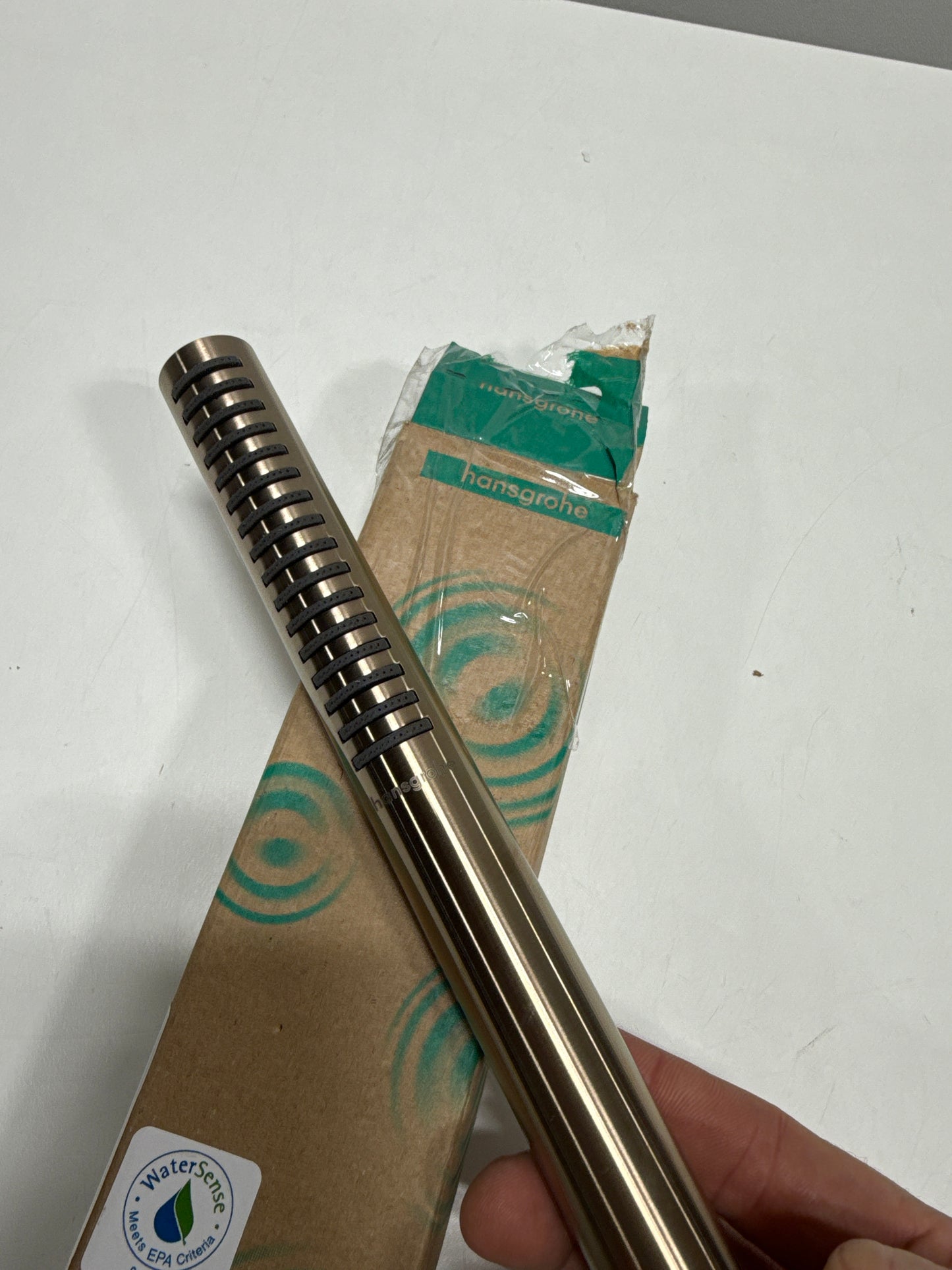 hansgrohe Pulsify S 1-inch Modern Handheld Shower Head 1 PowderRain in Brushed Bronze, 24126141