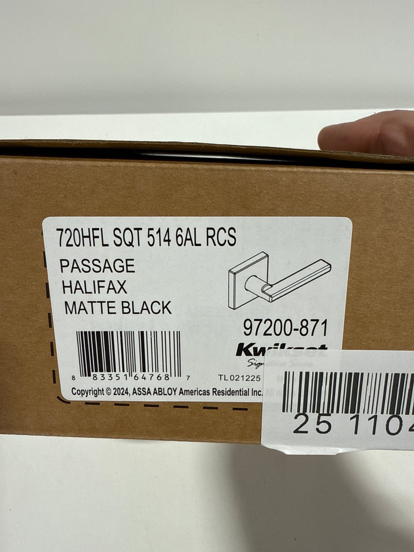 Kwikset 720HFLSQTV1 Halifax Passage Door Lever Set with Square Rose Matte Black - *Tools Hardware & Misc