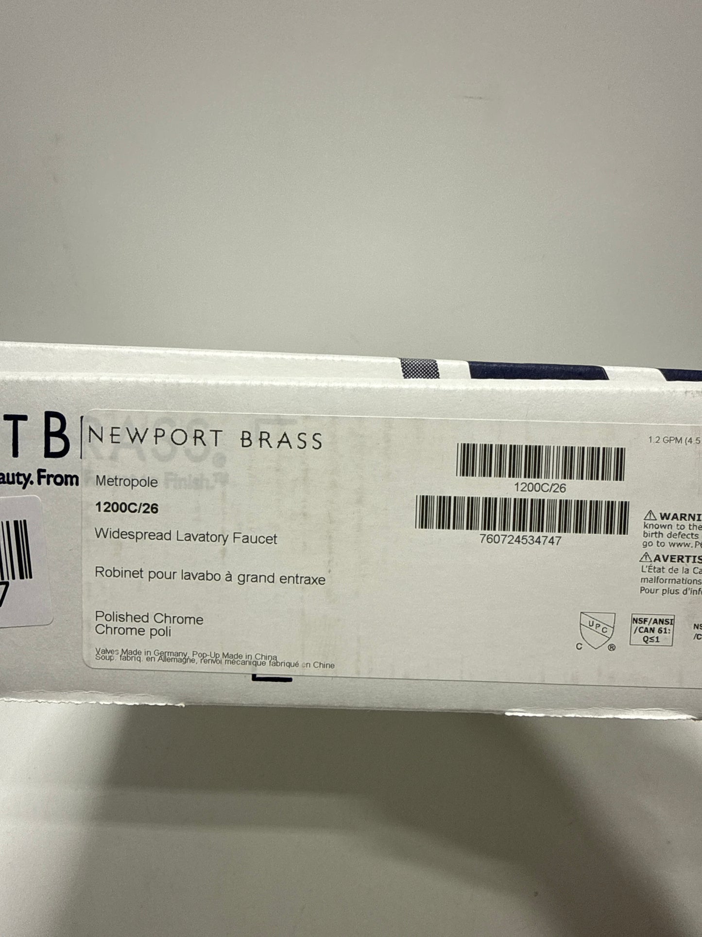 Scratch Newport Brass 1200C Metropole 1.2 GPM Widespread Bathroom Faucet with Pop-up Drain Assembly Polished Chrome