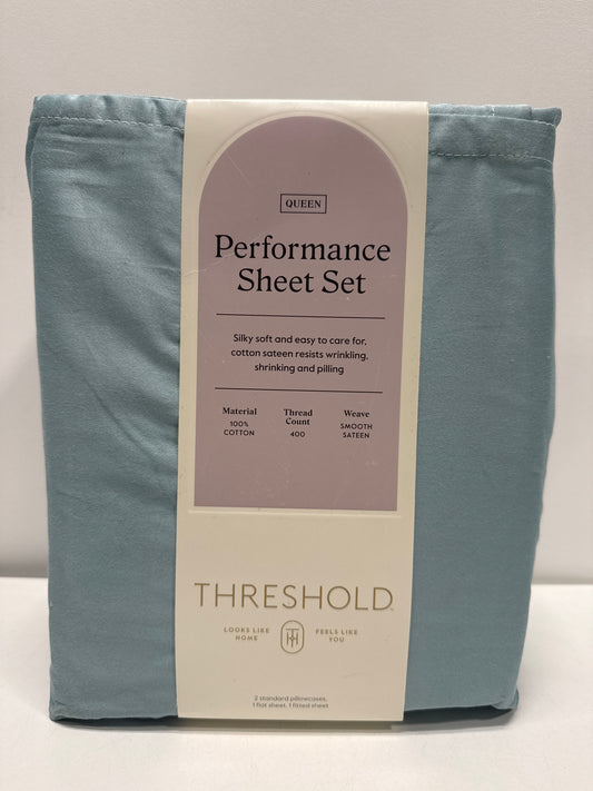 Queen 400 Thread Count Performance Sheet Set Light Teal - Threshold