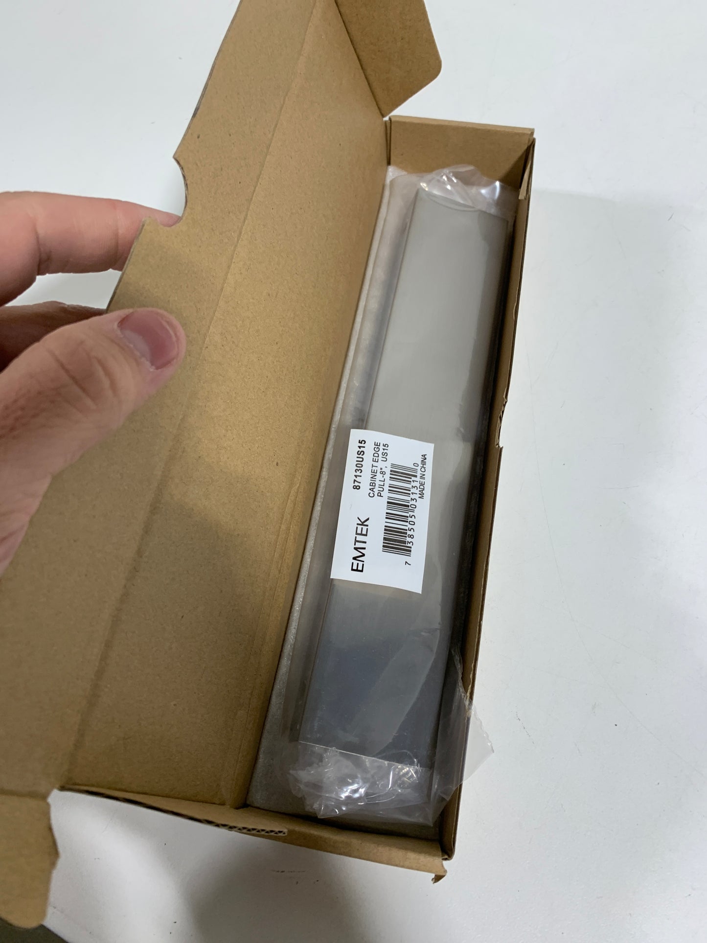 Emtek 87130US15 8 in. Center to Center Cabinet Edge Pull, Satin Nickel