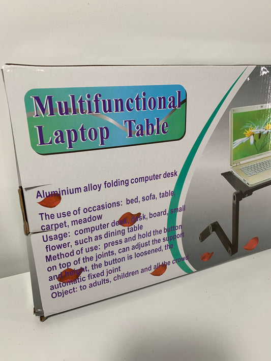 Laptop Table, Adjustable Laptop Bed Table, Portable Laptop Workstation CPU Cooling Fans and Mouse Pad,Ergonomic Lap Desk TV Bed Tray Standing Desk