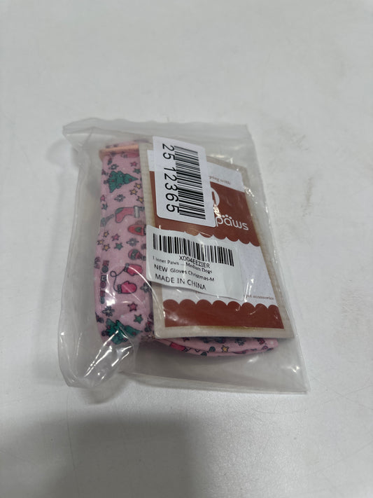 Lionet Paws Christmas Dog Collar, Cute Winter Pink Dog Collar for Large Dogs, Adjustable Cotton Gloves Pet Collars for Medium Large Dogs