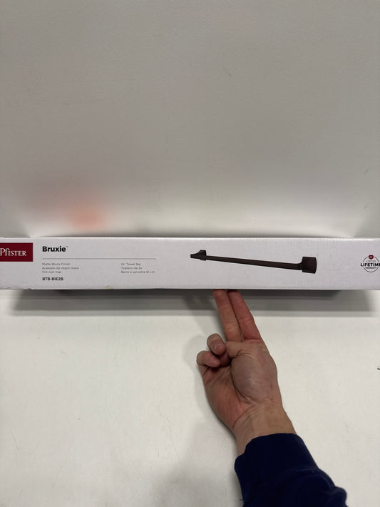 Bruxie 24 in. Wall Mounted Single Towel Bar in Matte Black