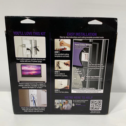 Sanus - in-Wall Cable Concealer Recessed Power Kit for Mounted TVs - White