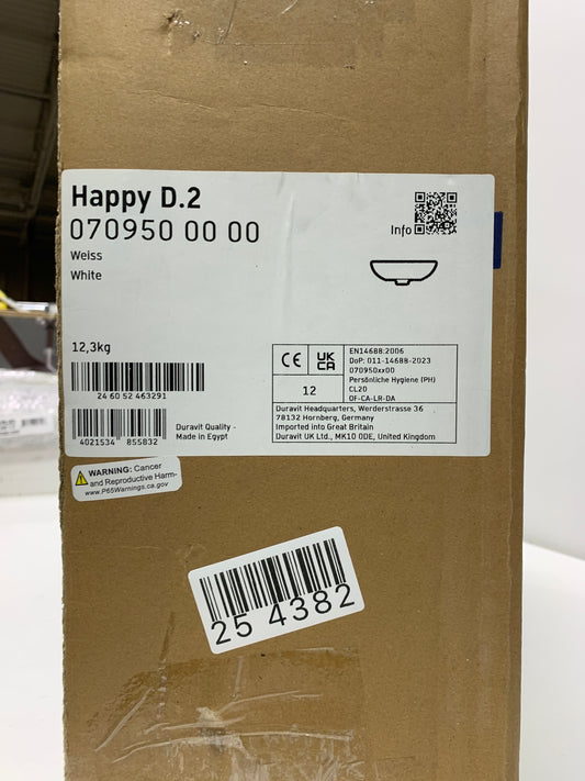 Duravit 070950 Wall Mounted Sink, Medium, White