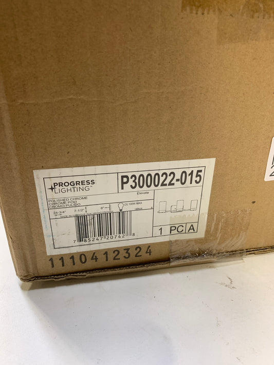 Progress Elevate - Three Light Bath Vanity Polished Chrome Finish with Etched White Glass