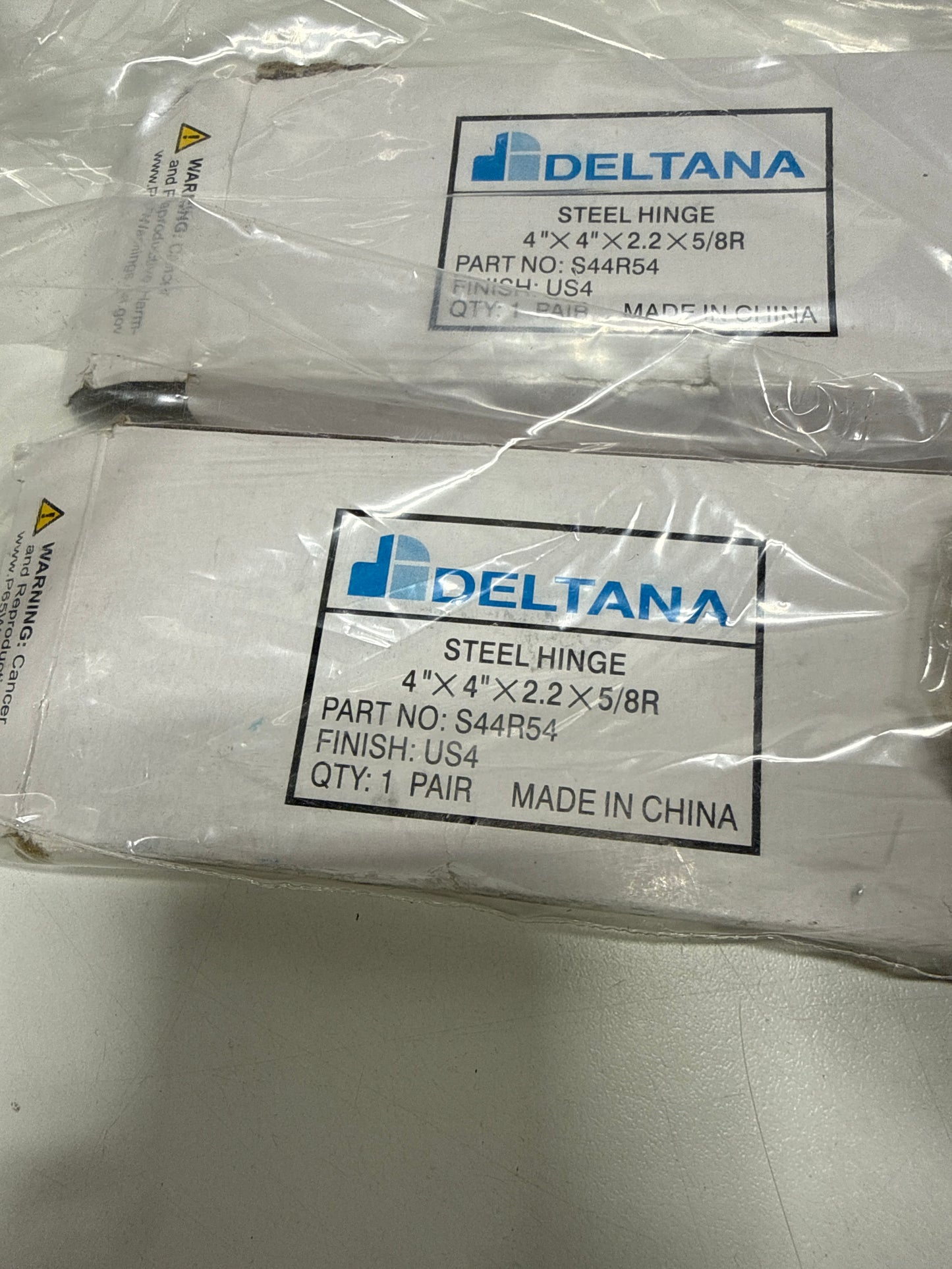 9 pairs Deltana S44R5 4" X 4" Plain Bearing 5/8" Radius Corners Mortise Hinge - Pair Brushed Brass Door Hinge Plain Bearing