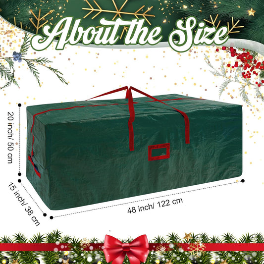 Sadnyy 6 Pcs Christmas Tree Storage Bag Bulk Extra Large Durable Waterproof Dual Zippered Storage Container with Reinforced Handles Heavy Duty Green Red Xmas Holiday Tree Bag(7.5 ft)