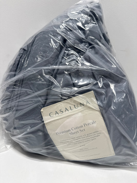 King 400 Thread Count Percale Sheet Set Mineral Blue - Casaluna