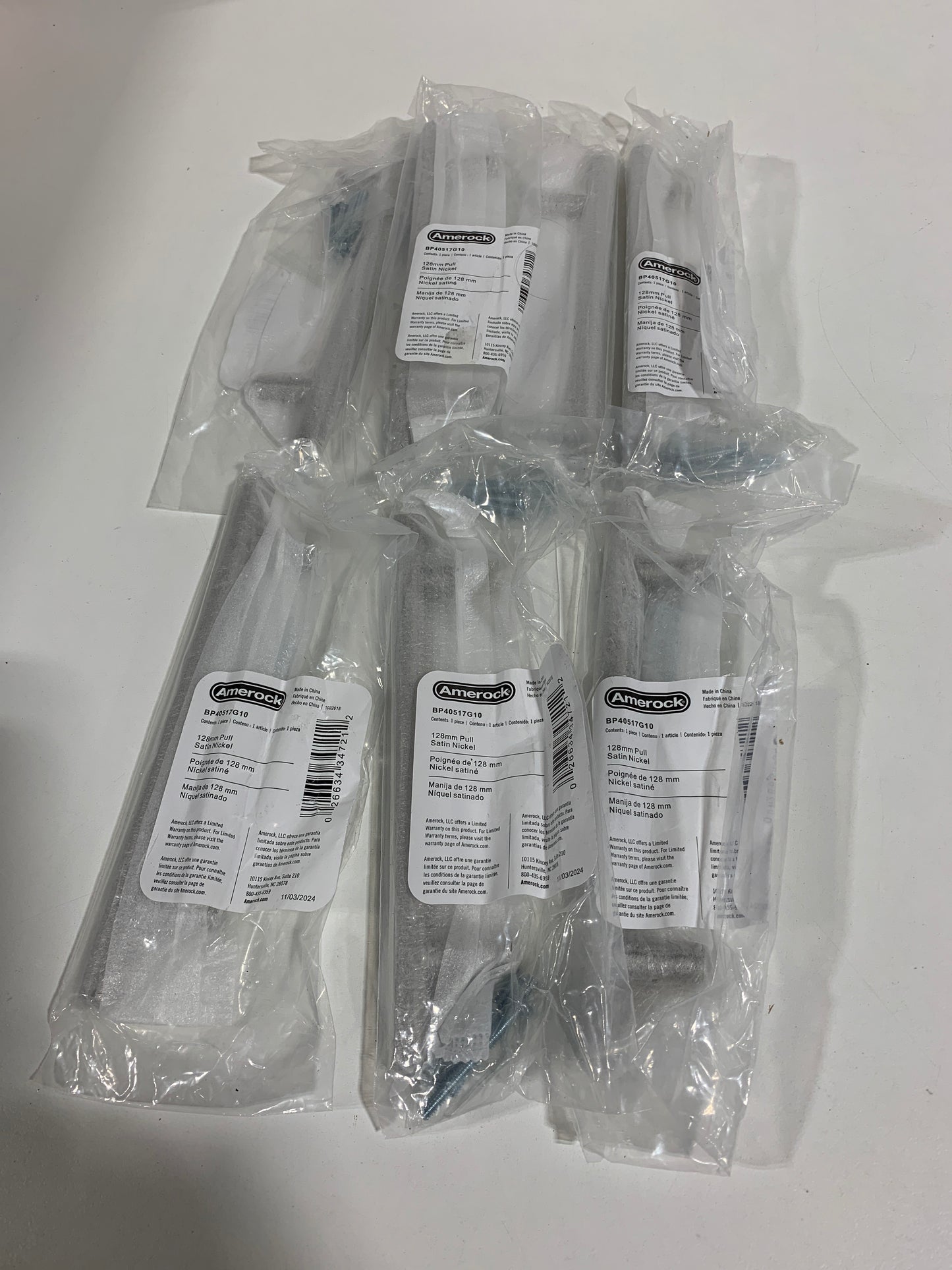 7 Amerock Bar Pulls 5-1/16 inch (128mm) Center-to-Center Satin Nickel Cabinet Pull, BP40517G10