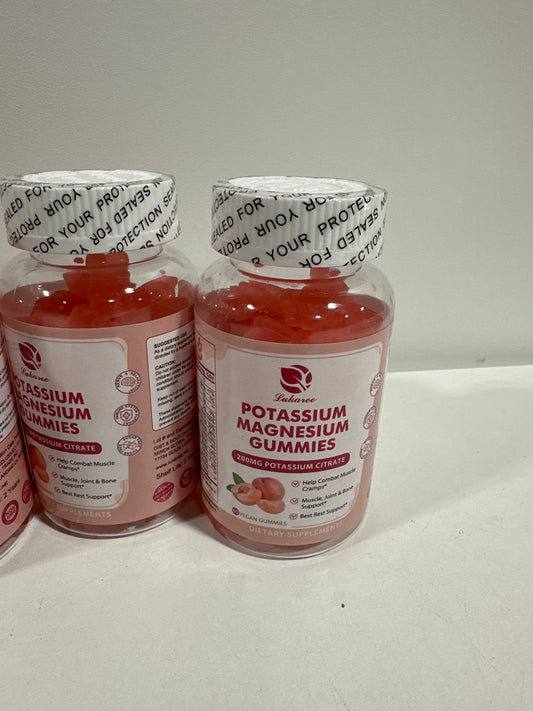 7 Potassium Magnesium Gummies - High Absorption Magnesium Glycinate & Potassium Citrate 200mg Plus Omega 3, B6, D3, K2 & Calcium - Chewable Gummy for Immunity & Energy - Peach Flavor - 60 Count