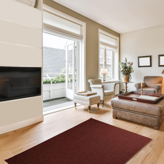 Furnish my Place Modern Indoor/Outdoor Commercial Solid Color Rug - Rust, 4' x 4', Pet and Kids Friendly Rug. Made in USA, Square, Area Rugs Great for Kids, Pets, Event, Wedding