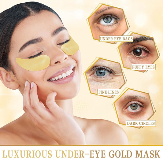 Lot of 8 - Danvisit 60 Pcs Under Eye Patches: 24K Gold Eye Masks for Dark Circles and Puffiness Anti-Aging & Rejuvenating Hydrogel Eye Patch