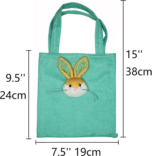 4-Pack Easter Bunny Candy Bags – Assorted Color Burlap Gift Bags for Easter Treats, Party Favors, Egg Fillers & Basket Stuffers.