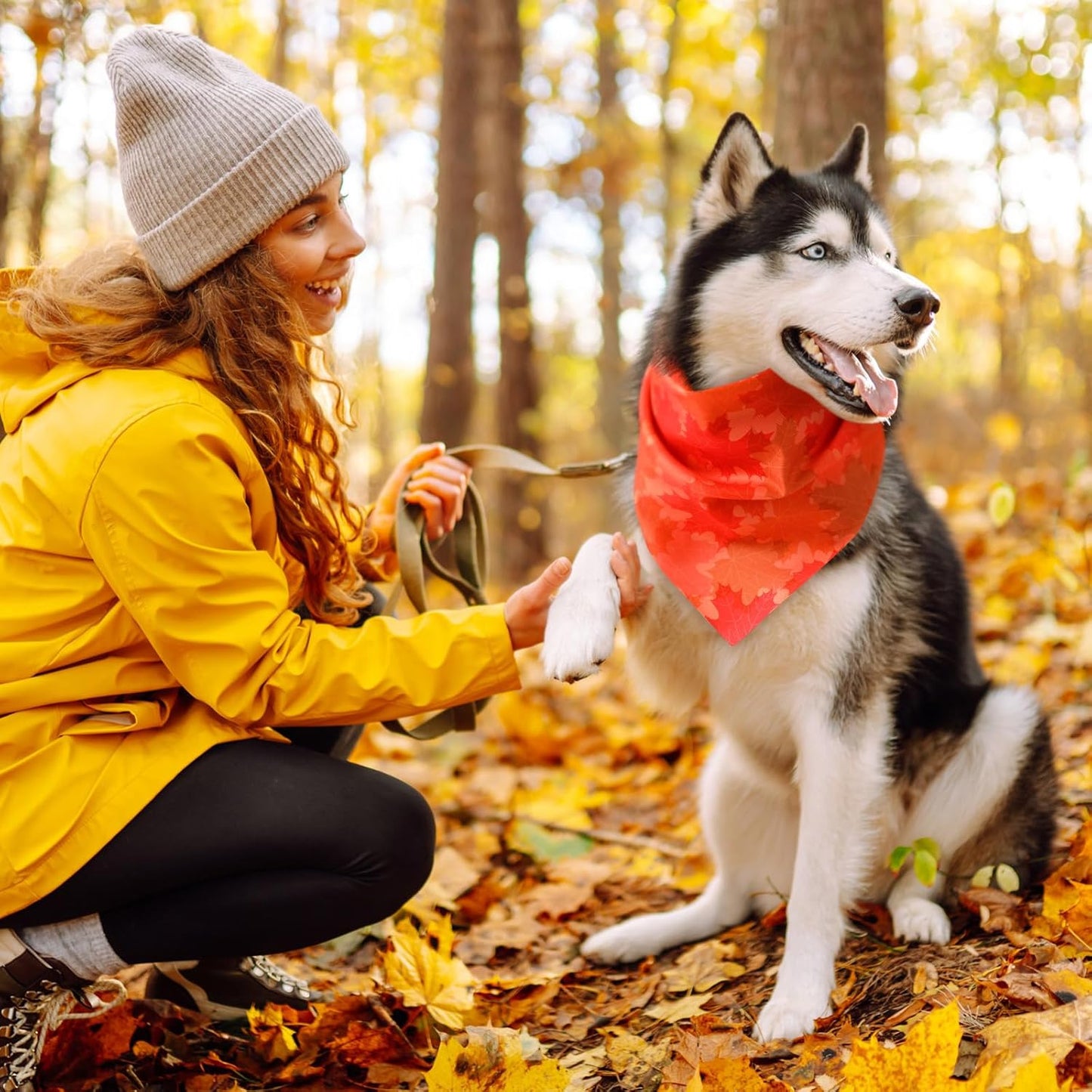 Shyyween 100 Pieces Thanksgiving Fall Dog Bandanas Bulk Maple Leaves Autumn Dogs Bandanas Soft Doggie Bibs Adjustable Triangle Scarves with Pumpkin Patterns for Small Medium Large Pet Costume