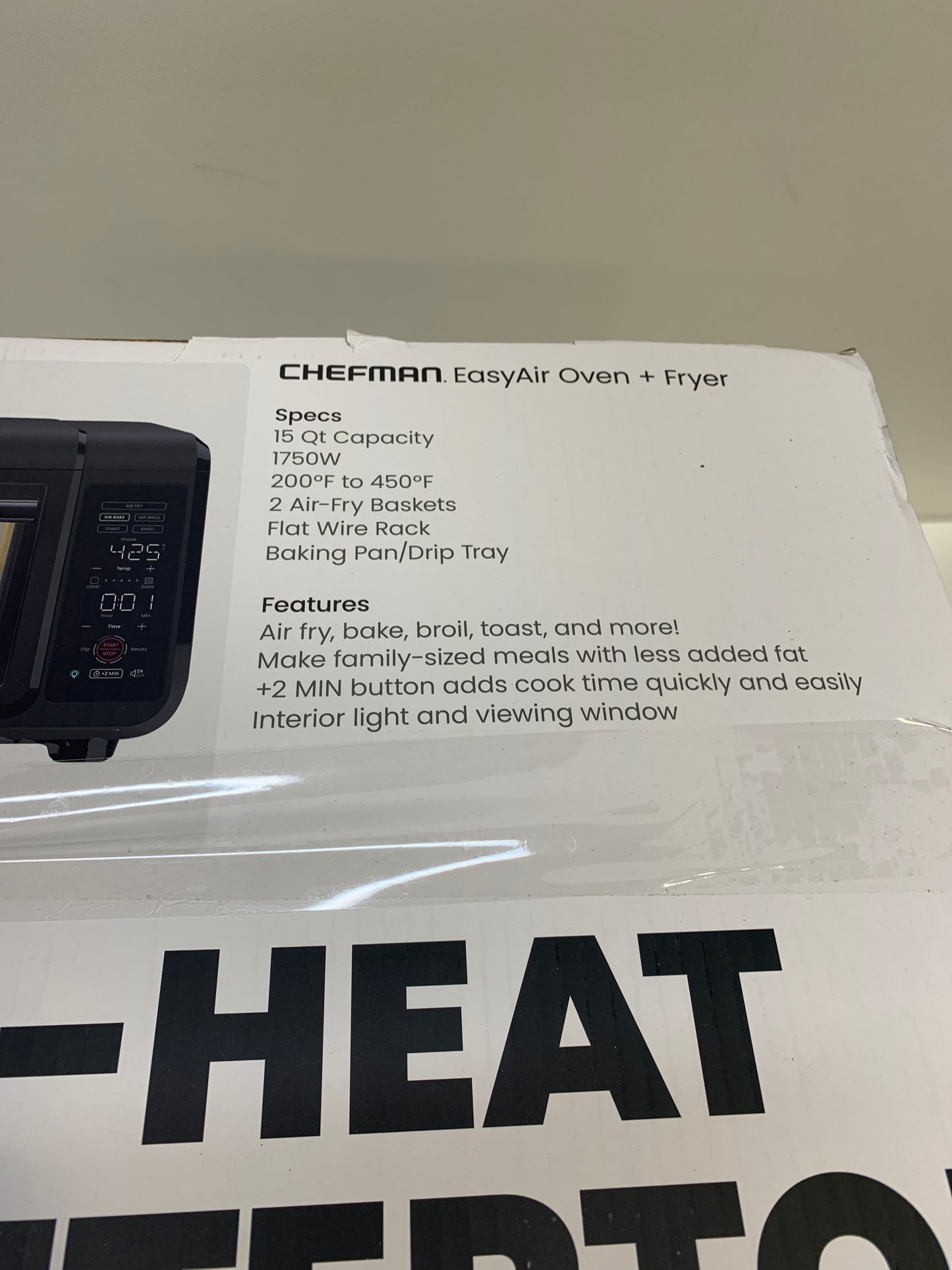 15 Qt. Black Oven Air Fryer with Touch Screen Display