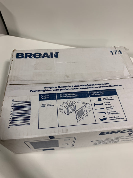 Broan-NuTone Wall Heater, White Grille Heater with Built-In Adjustable Thermostat, 750/1500W, 120/240V AC