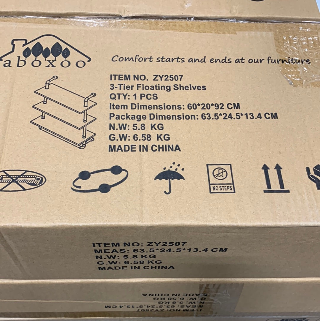 Huhote 3 Tier Industrial Pipe Shelf Rustic Wood Floating Shelves,Rustic Wall Mount Bookshelf, 23.6 Inch