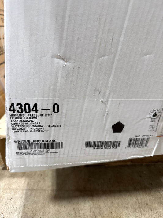 KOHLER Highline Pressure Lite Elongated Toilet Bowl Only in White-K-4304-0