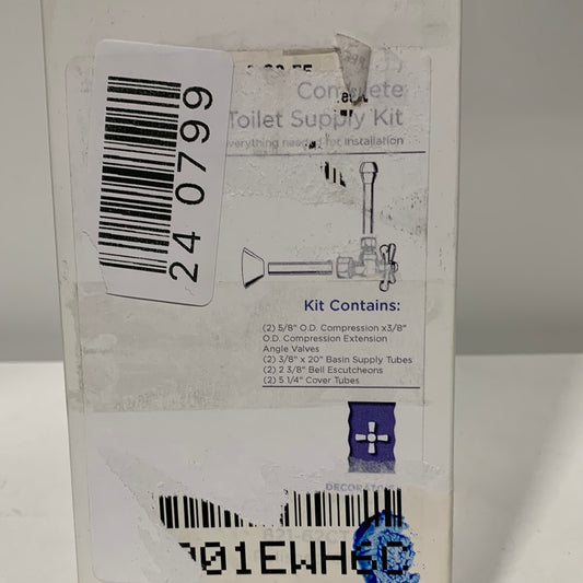 2 Jaclo Quarter Turn Angle Pattern 5/8" O.D. Compression x 3/8" O.D. Faucet Supply Kit with Cross Handle, 20" Supply Tubes, Cover Tubes, and Escutcheon