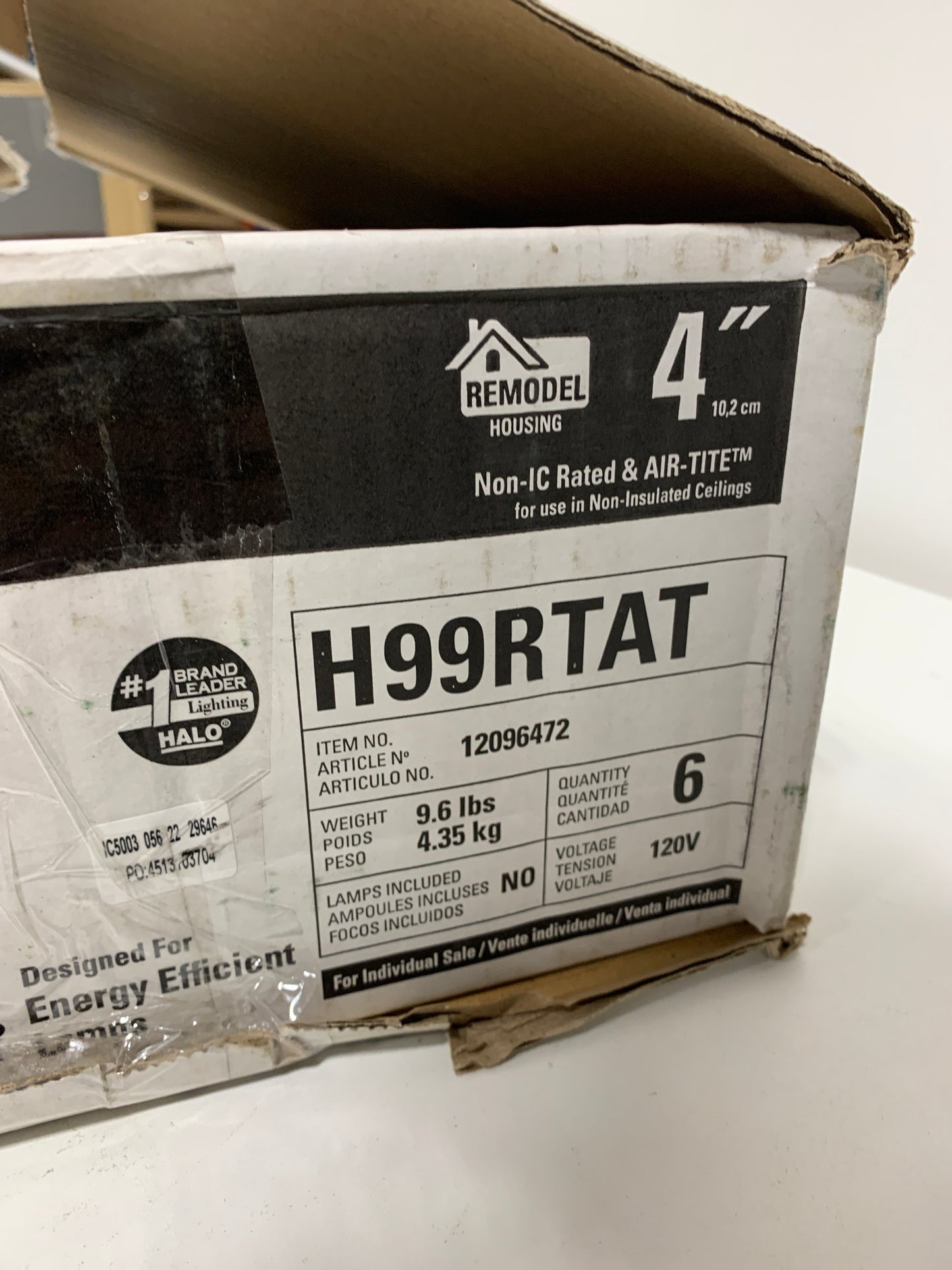 H99 4 in. Steel Recessed Lighting Housing for Remodel Ceiling, No Insulation Contact, Air-Tite (6-Pack)