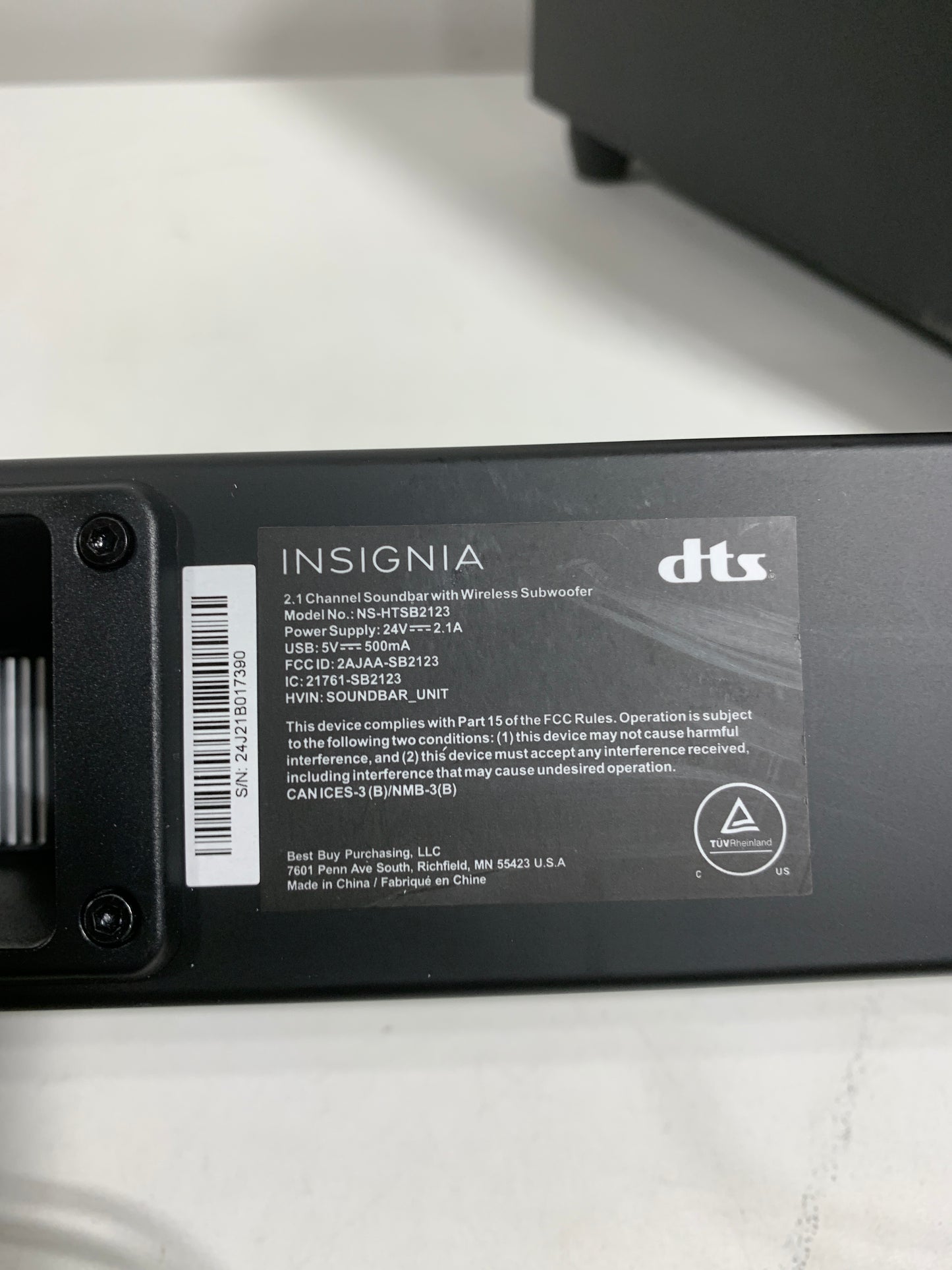 No Remote Insignia - 2.1-Channel Soundbar with Wireless Subwoofer and DTS:Virtual X - Black