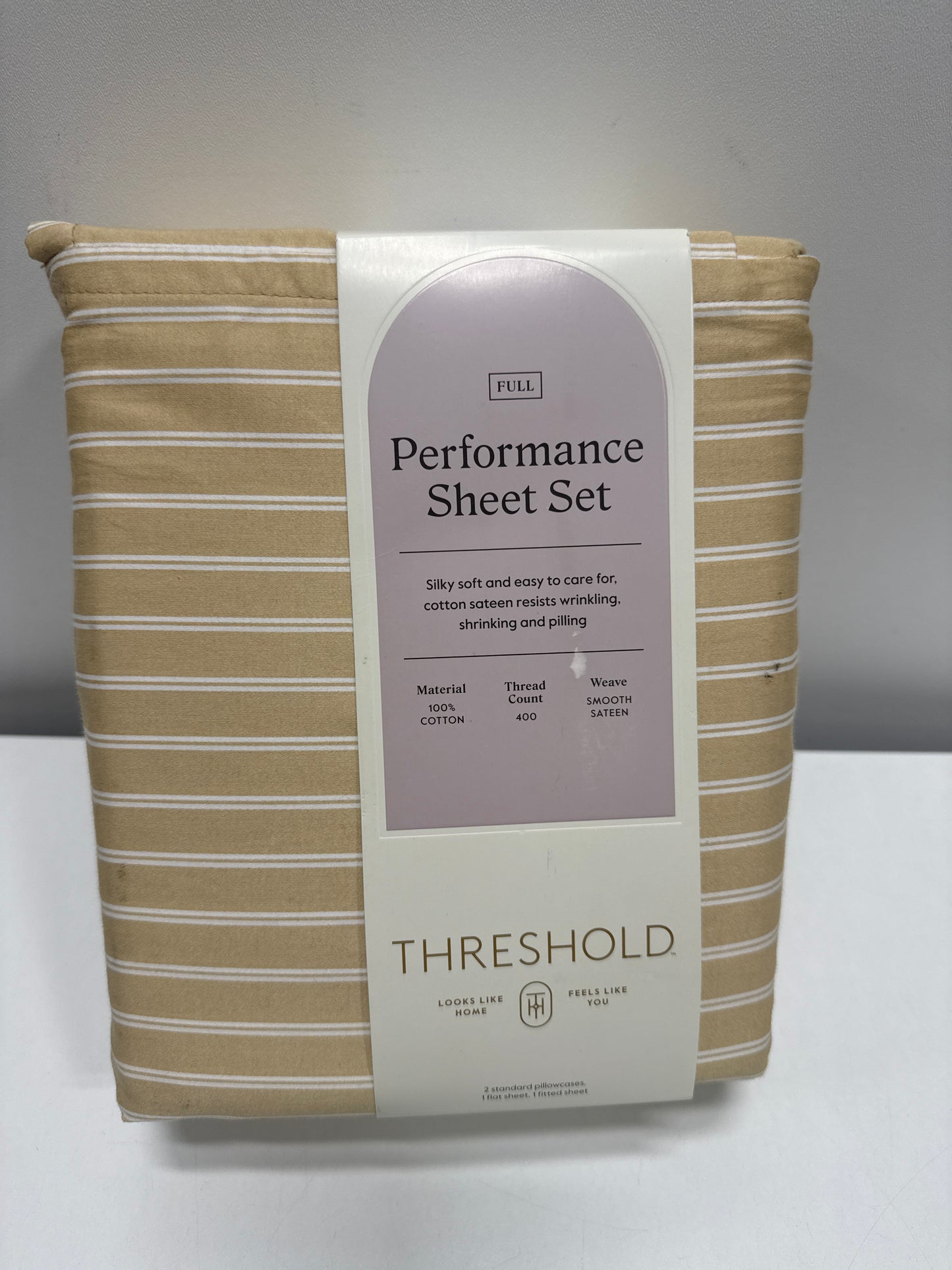 Full 400 Thread Count Performance Sheet Set Yellow Stripe - Threshold