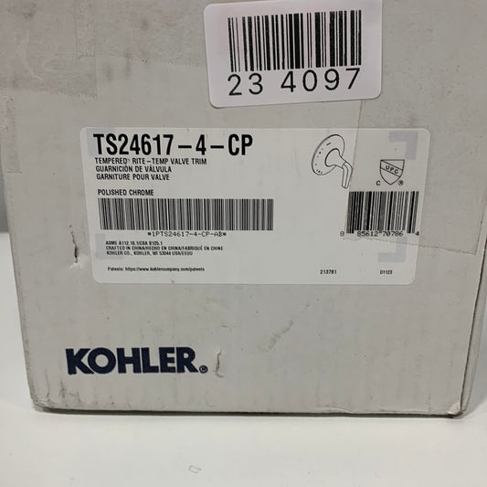 Kohler Tempered Pressure Balanced Valve Trim Only with Single Lever Handle - Less Rough In