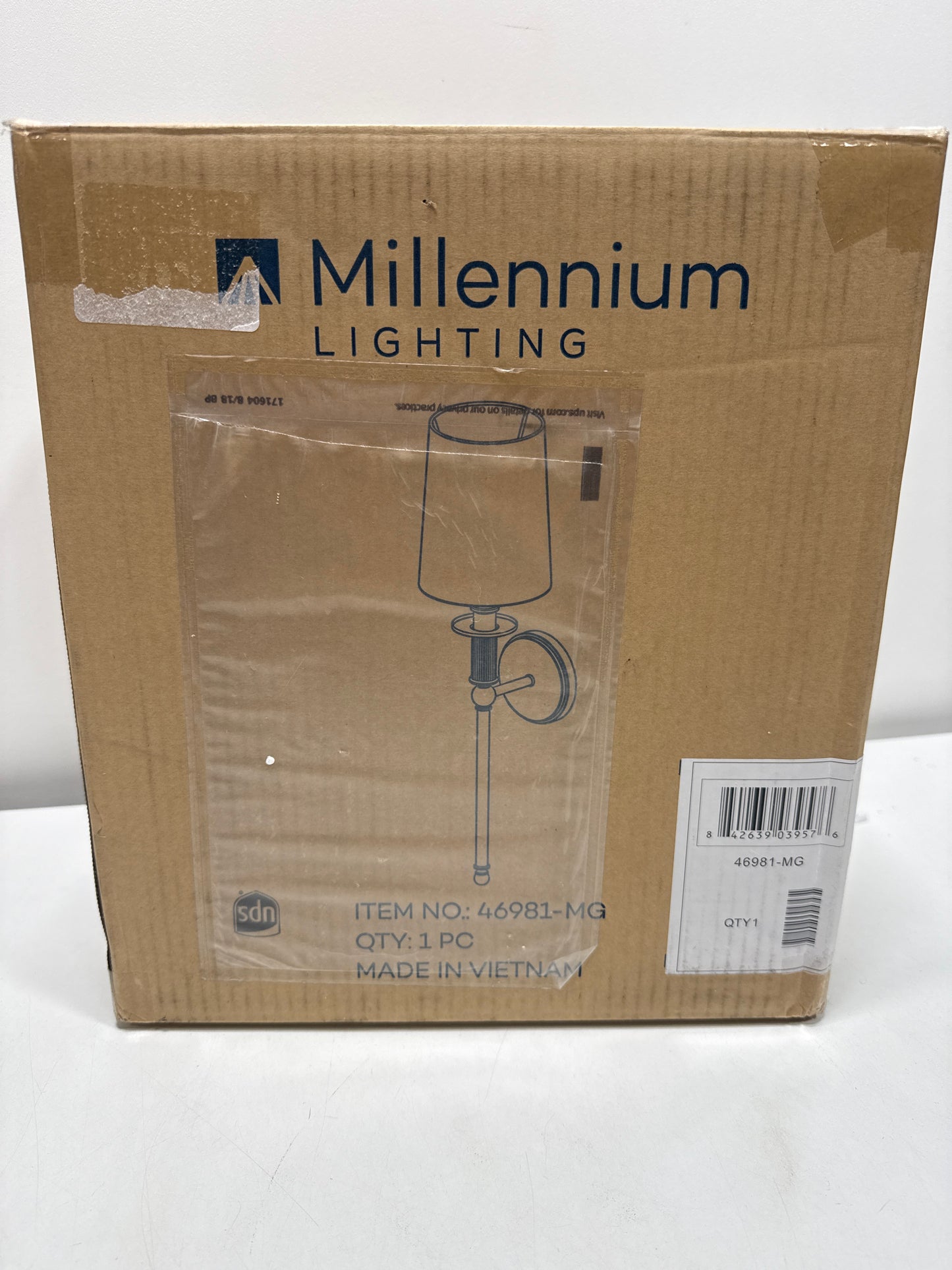 Millennium Lighting 46981 26" Tall Wall Sconce with Tapered Fabric Shade Modern Gold