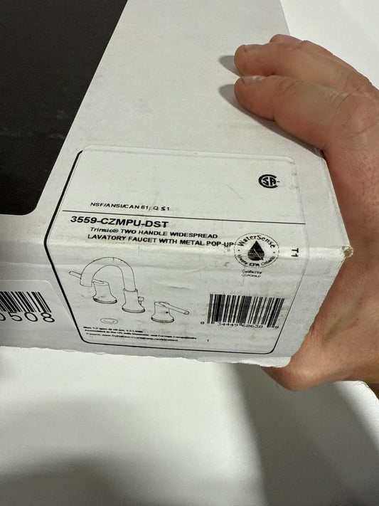 Delta Trinsic Brushed Gold Bathroom Faucet 3 Hole, 8 Inch Widespread Bathroom Sink Faucet for Vanity, Metal Push-Pop Drain Assembly, Champagne Bronze 3559-CZMPU-DST