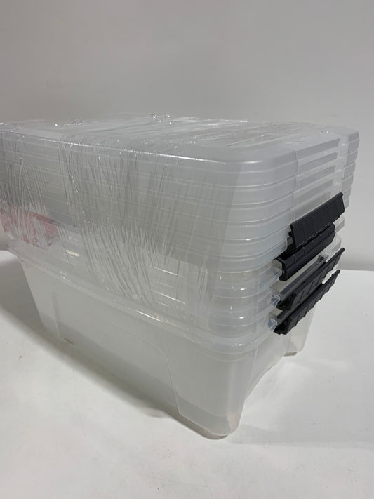 Iris Buckle up Storage Box 12.9 Quart Clear 4 Count