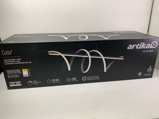 Artika CODA Modern LED Pendant Light, 5 CCT, Black