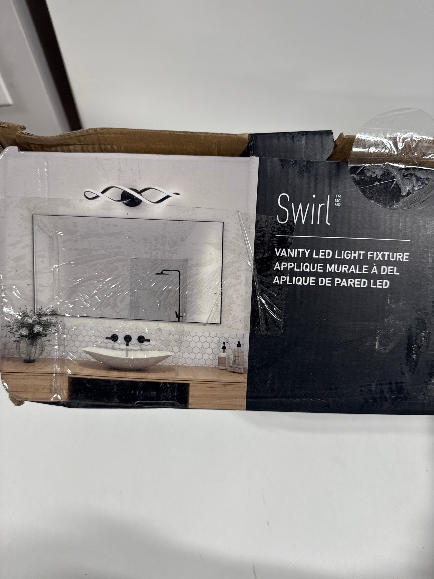 Swirl 27 in. 1-Light Matte Black Modern Integrated LED Vanity Light Bar for Bathroom