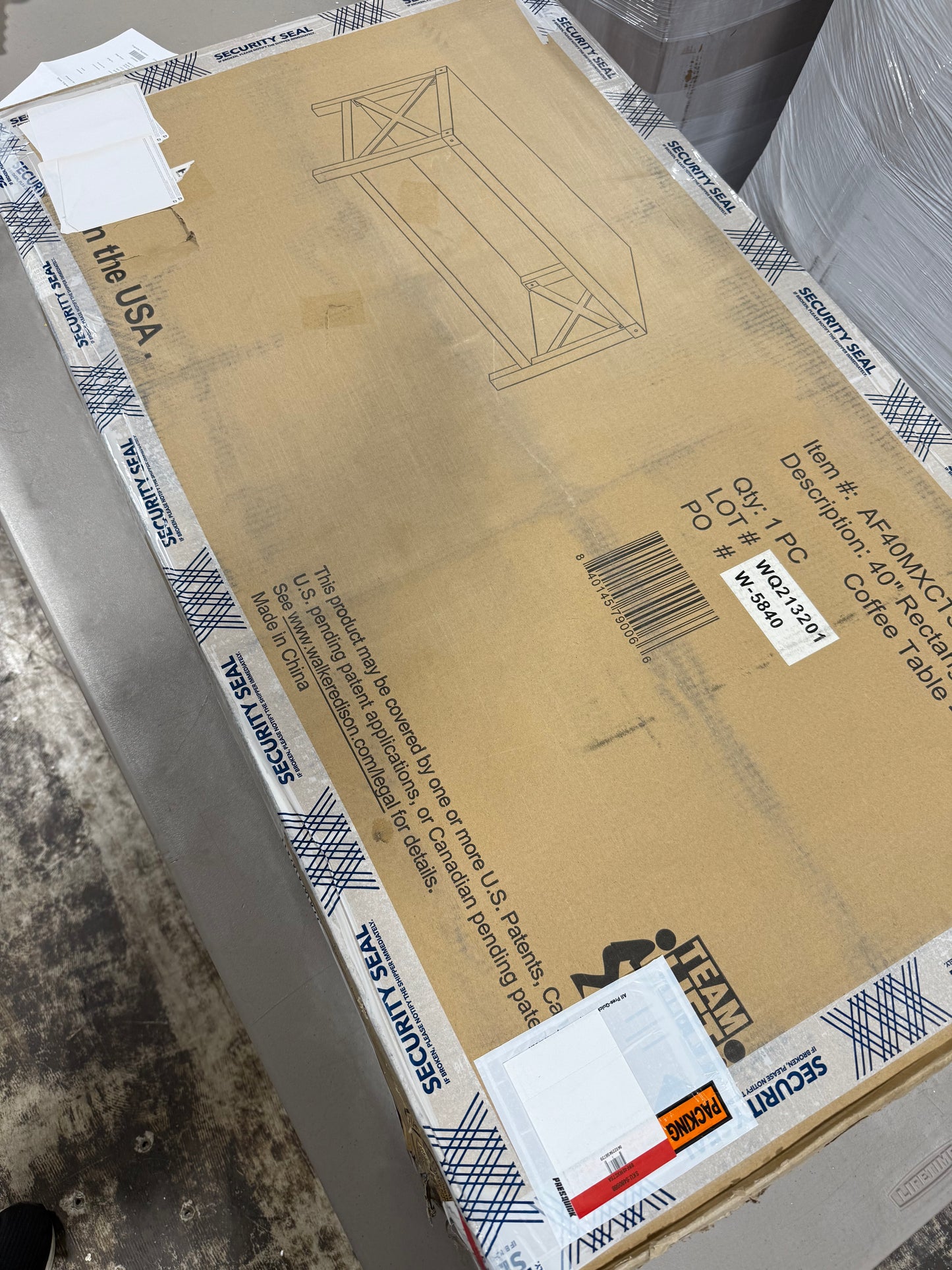 Walker Edison - 40” Farmhouse Metal-X Coffee Table - Sable